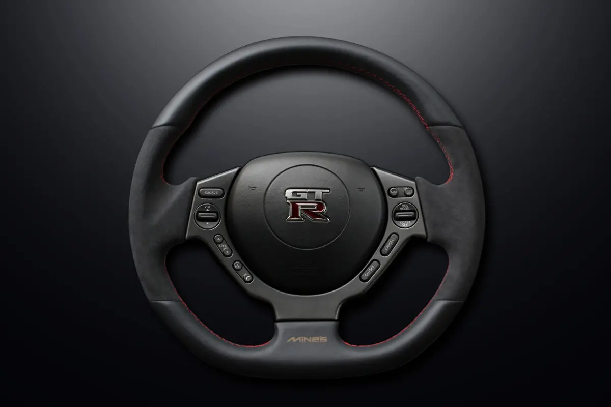 Mines Leather Steering Wheel (D Type Red Stitching) Fits Nissan R35 Gtr 07-16 1