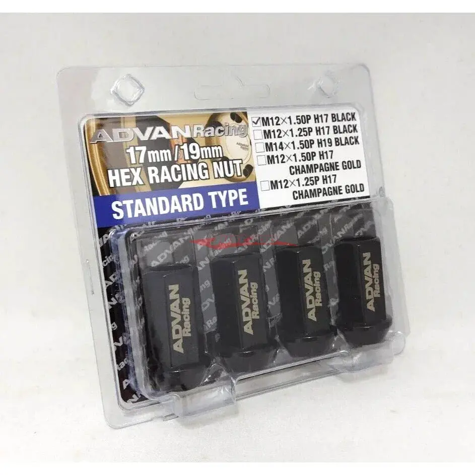 Advan Racing Wheel Nut Black 17Mm Hex Standard Type (Pack Of 4) M12 X P1.5 1