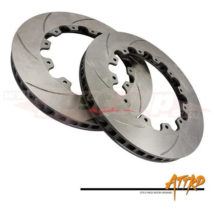 Attkd Front Brake Disc Rotors 380Mm (Curved Slotted) Fits Nissan R35 Gtr (07-10) 1