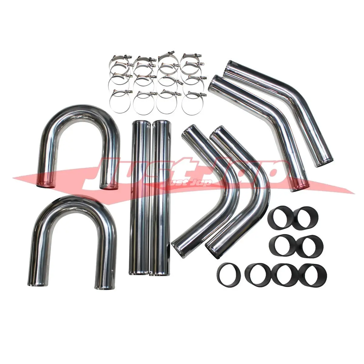 Cooling Pro 2.5" Inch / 63Mm Universal Aluminium Intercooler Piping Kit (Black Silicone) 1
