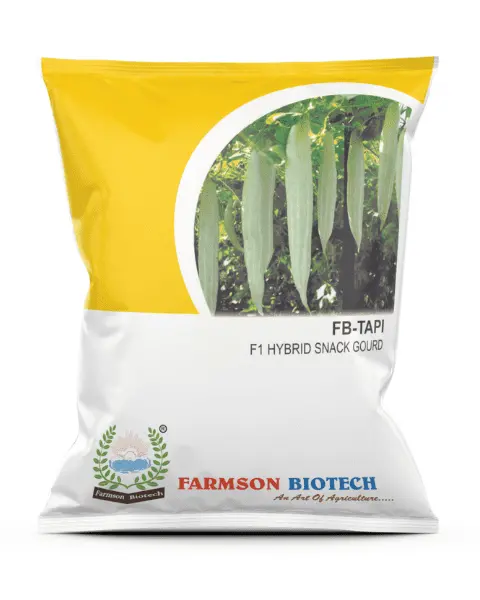 Farmson Fb-Tapi F1 Hybrid Snake Gourd Seeds – High-Yield, 28–30 Cm Whitish Fruits 1