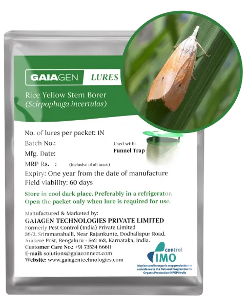 Gaiagen Scirpo Lure® - Pheromone Lure For Rice Yellow Stem Borer (Scirpophaga Incertulas) (Does Not Include Traps) 1