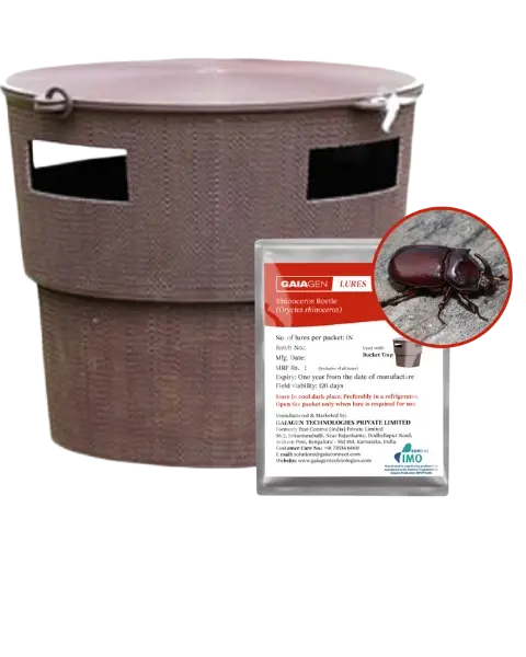 Gaiagen Rb Lure® Combo Pack - Pheromone Lure For Rhinoceros Beetle Outdoor Plants (Oryctes Rhinoceros) & Insect Bucket Trap, Includes - 5 Rb Lures® & 5 Traps 1