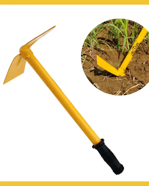 Hectare Traditional Garden Hand Hoe 2 In 1 Gardening Tool-Yellow. 1