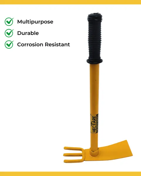Hectare Traditional Hoe With 3 Prong Hand Powered Cultivator -Yellow 1