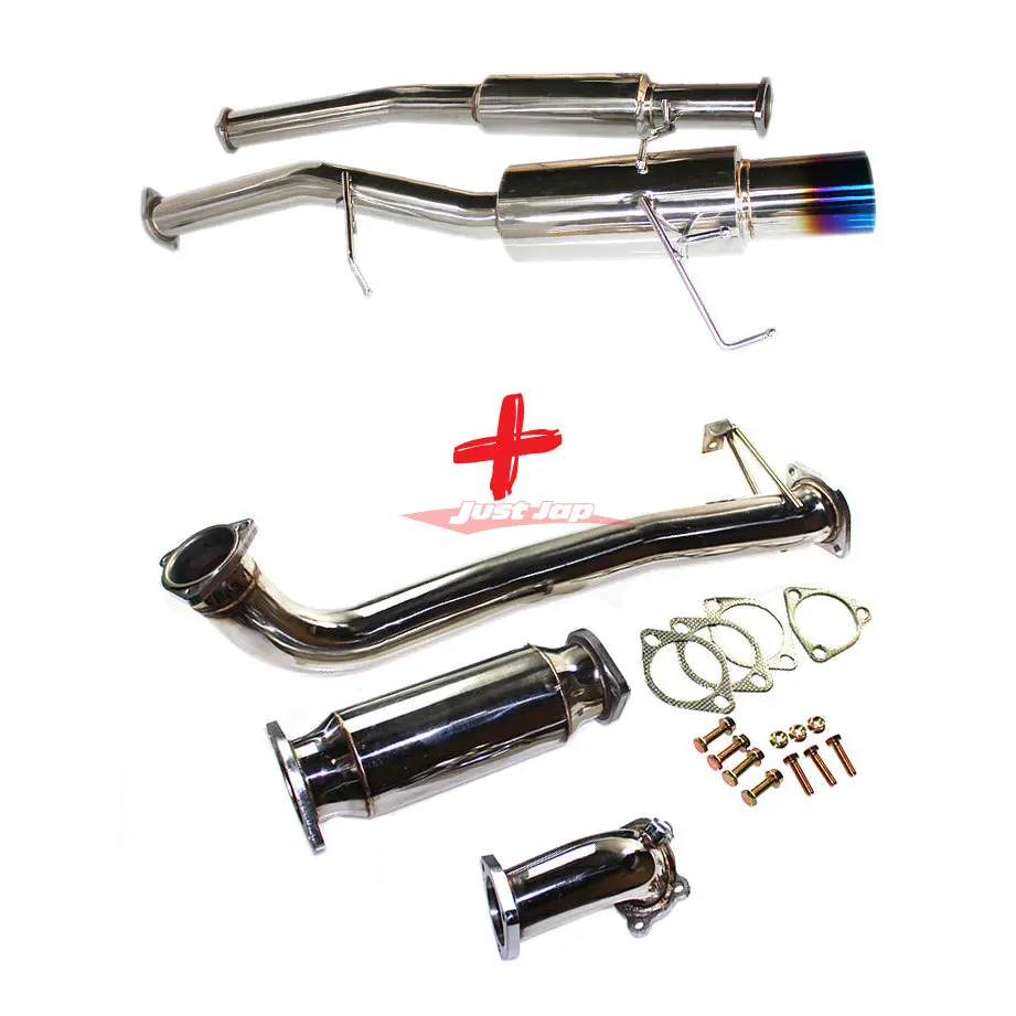 Jjr Hyperflow Stainless Steel Exhaust System Titanium Look Tip (De-Cat Bundle A) - Nissan S13 Silvia & 180Sx (Sr20det) 1