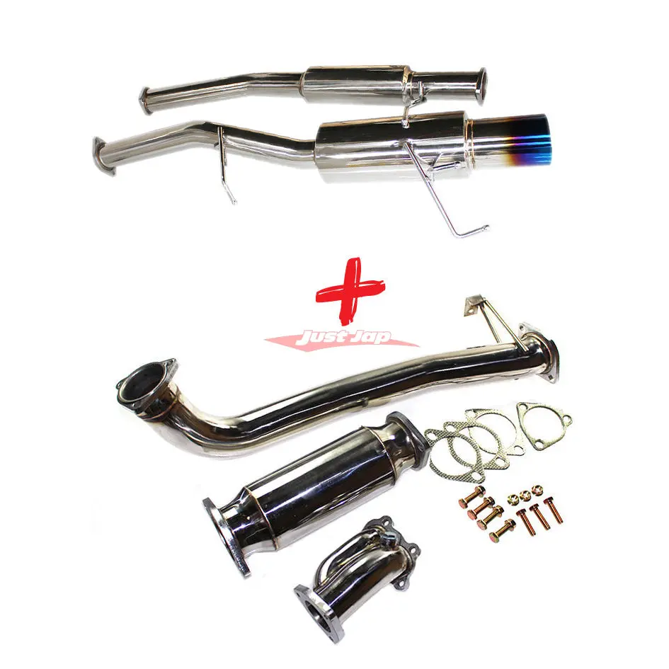 Jjr Hyperflow Stainless Steel Exhaust System Titanium Look Tip (De-Cat Bundle B) - Nissan S13 Silvia & 180Sx (Sr20det) 1