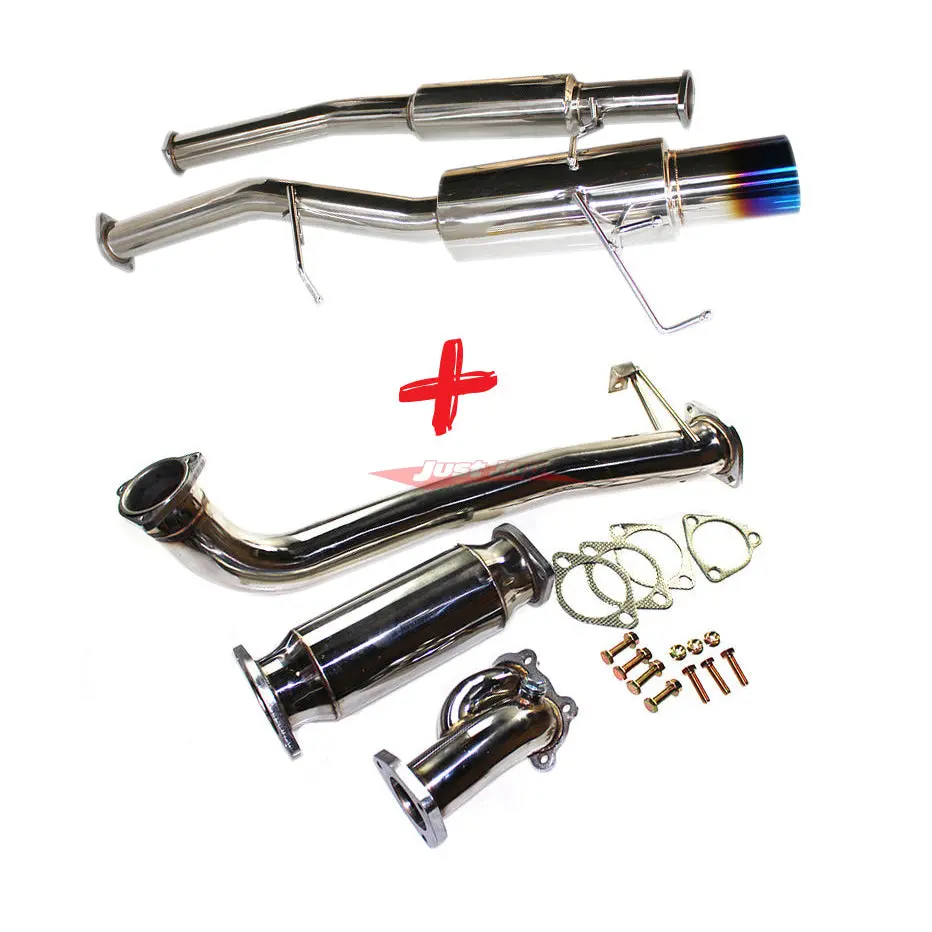 Jjr Hyperflow Stainless Steel Exhaust System Titanium Look Tip (De-Cat Bundle C) - Nissan S13 Silvia & 180Sx (Sr20det) 1