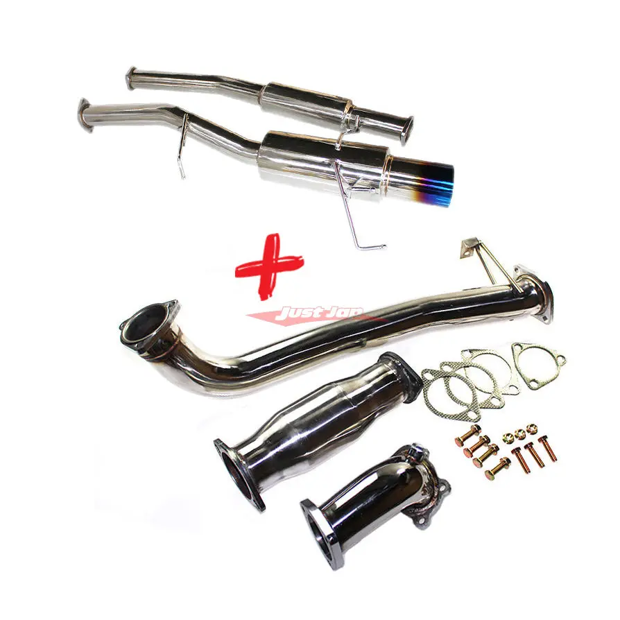 Jjr Hyperflow Stainless Steel Exhaust System Titanium Tip Look (Catco Bundle A) Fits Nissan S13 Silvia & 180Sx (Sr20det) 1