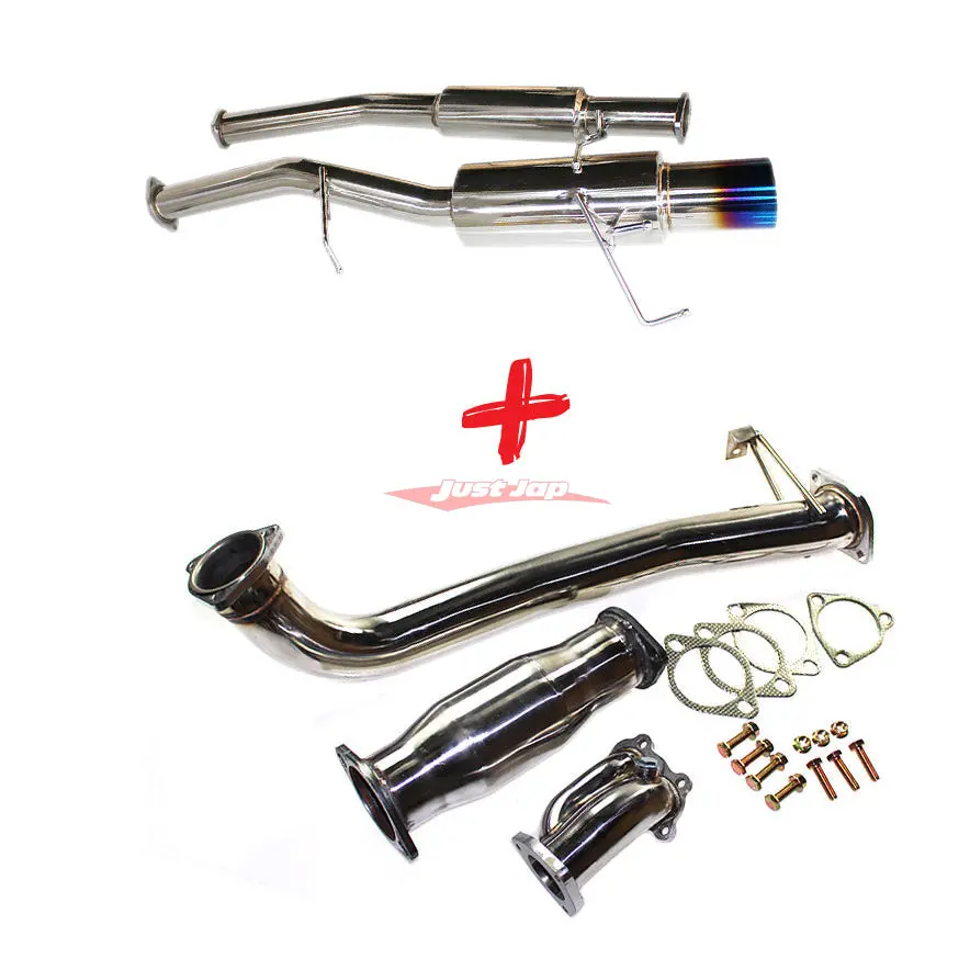 Jjr Hyperflow Stainless Steel Exhaust System Titanium Tip Look (Catco Bundle B) Fits Nissan S13 Silvia & 180Sx (Sr20det) 1