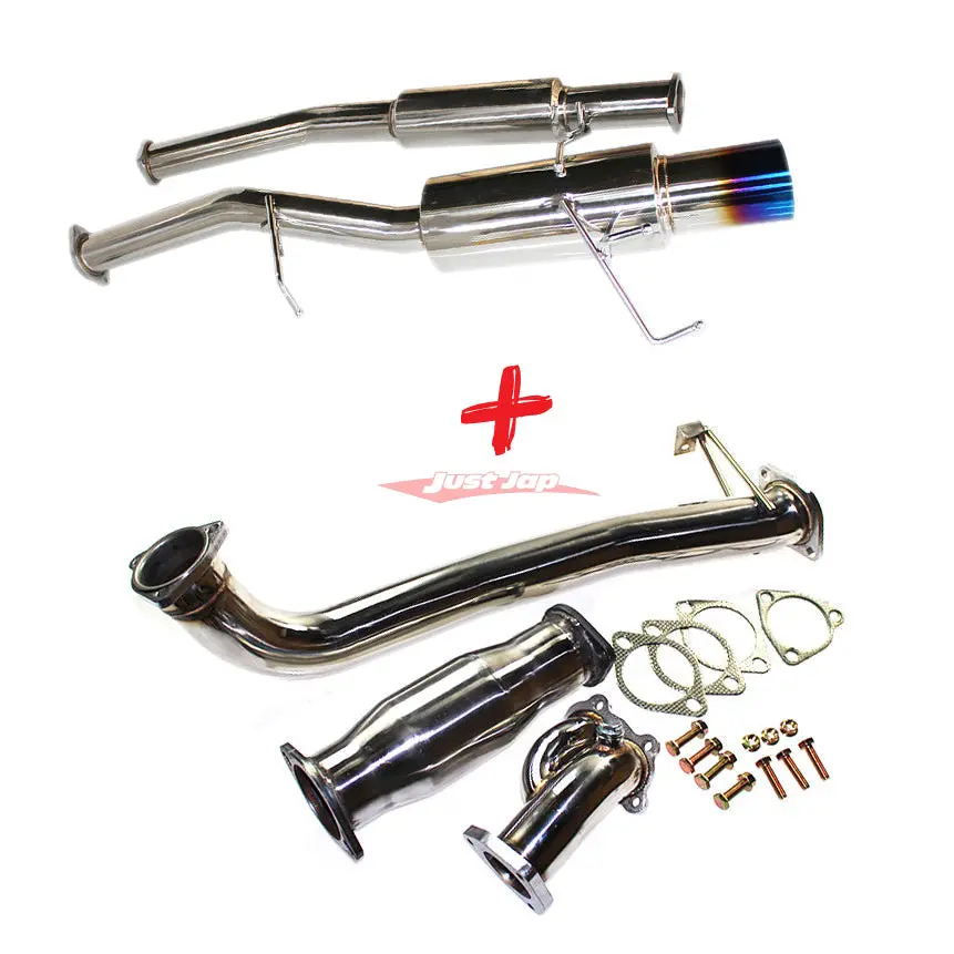 Jjr Hyperflow Stainless Steel Exhaust System Titanium Tip Look (Catco Bundle C) Fits Nissan S13 Silvia & 180Sx (Sr20det) 1