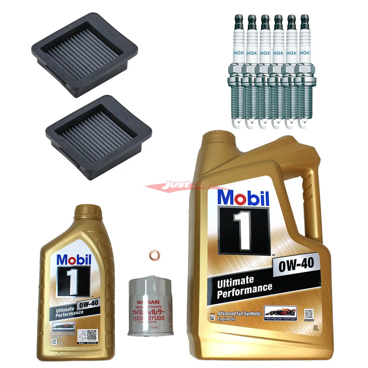Nissan R35 Gtr Complete Service Kit (Mobil 1 , Ngk, Nissan & Blitz Filters) 1