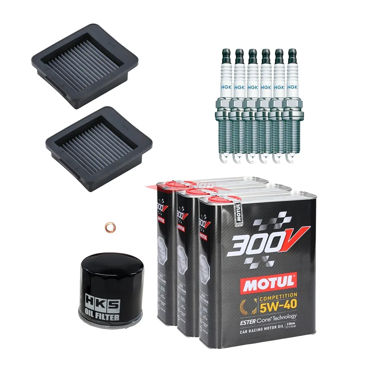 Nissan R35 Gtr Complete Service Kit (Motul 300V, Ngk, Hks Racing & Blitz Filters) 1