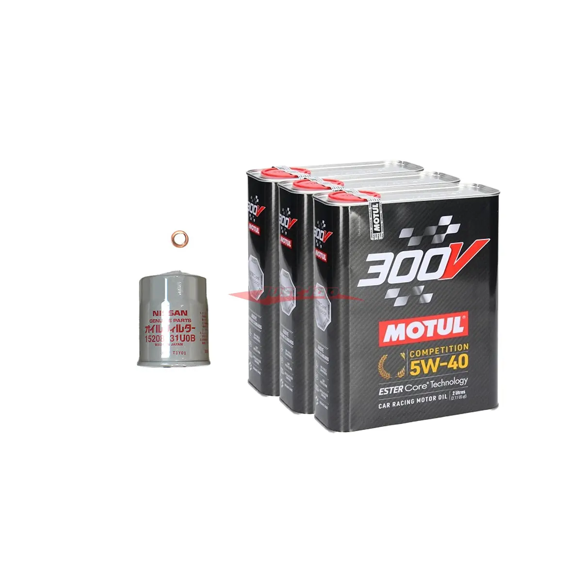 Nissan R35 Gtr Engine Oil Service Kit - Motul 300V 5W-40 & Nissan Oil Filter 1