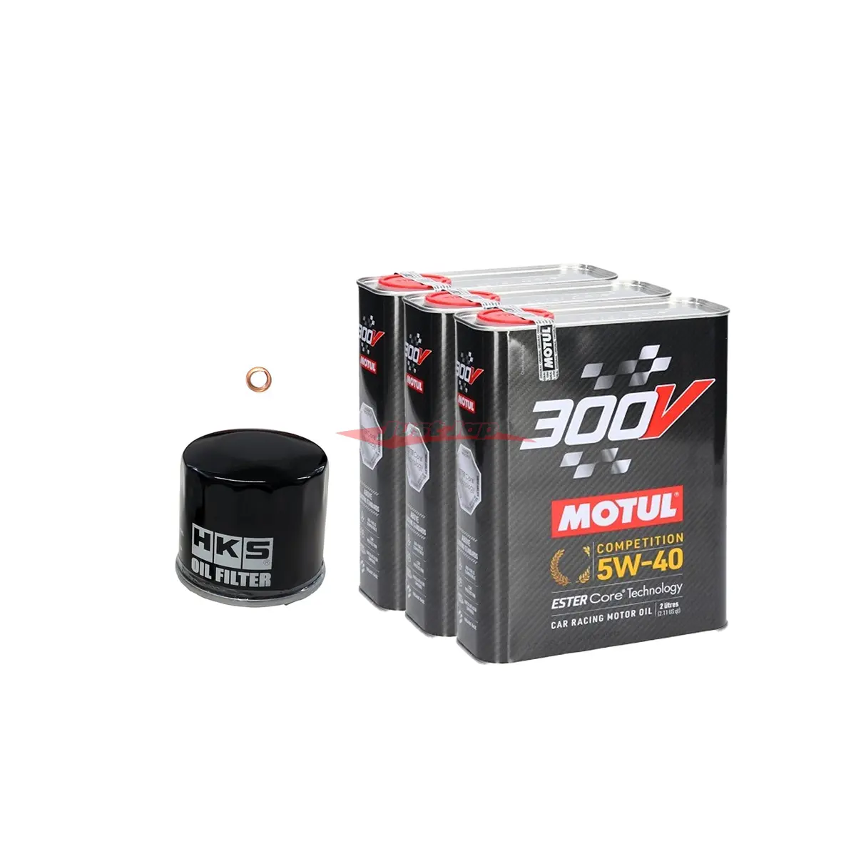 Nissan R35 Gtr Engine Oil Service Kit - Motul 300V Competition 5W-40 & Hks Racing Oil Filter 1