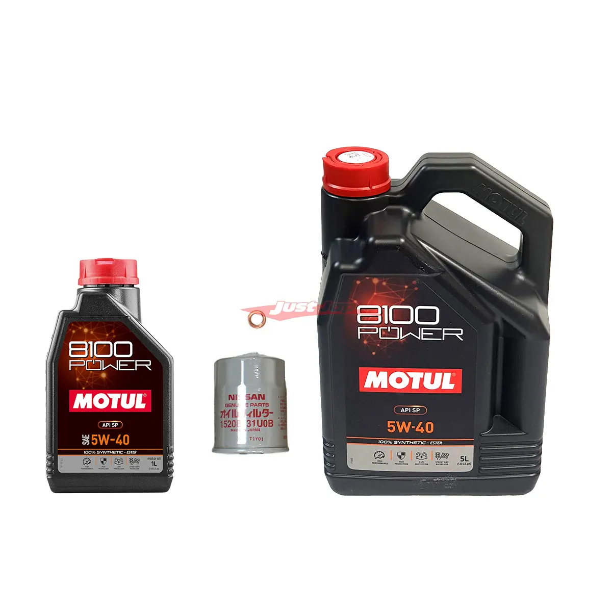 Nissan R35 Gtr Engine Oil Service Kit - Motul 8100 Power 5W-40 & Nissan Oil Filter 1