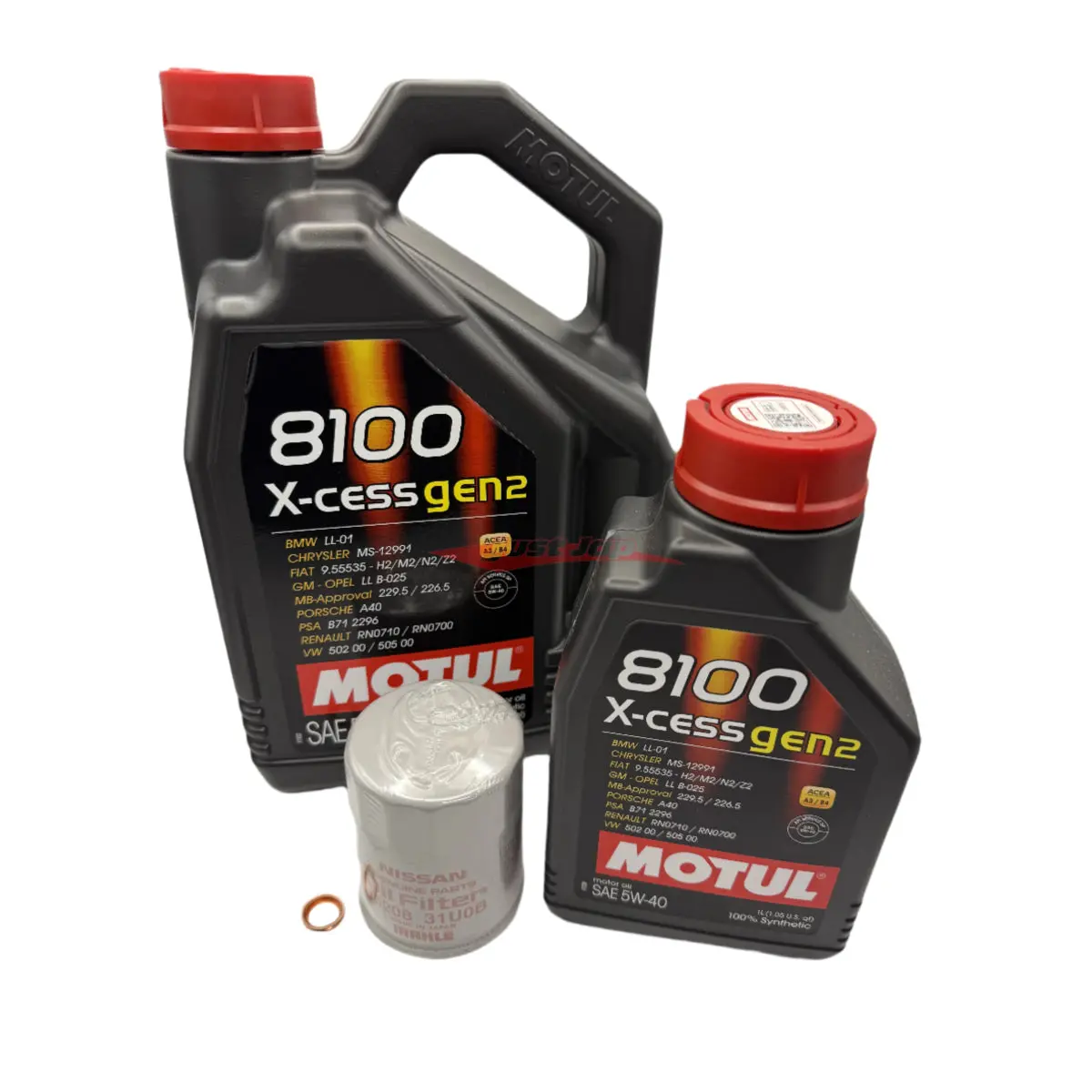 Nissan R35 Gtr Engine Oil Service Kit - Motul 8100 X-Cess 5W-40 & Nissan Oil Filter 1