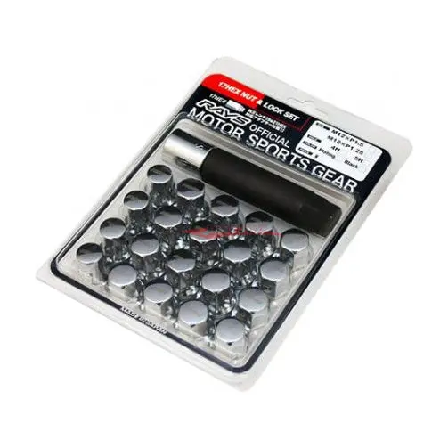 Rays Volk Racing Steel Wheel Lug Nuts & Locking Nut Set - M12 X P1.5 (Chrome) 1