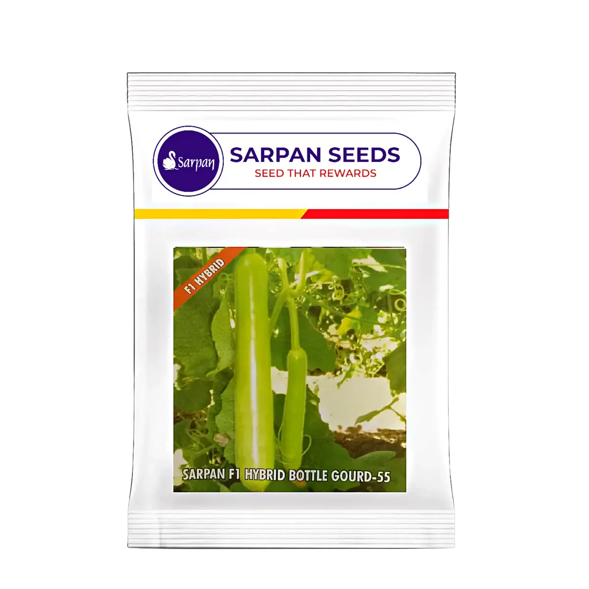 Sarpan Hybrid Bottle Gourd-55 Seeds - High Yield, Less Hairy Fruit 1