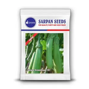 Sarpan Green Long 101 Brinjal Seeds – 18–20 Cm Low-Seeded Hybrid 1