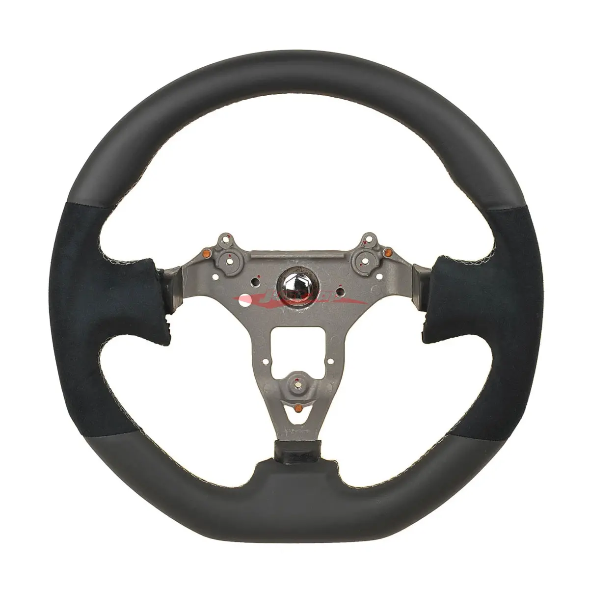 Tisso Premium Nappa Leather & Alcantara Steering Wheel (Grey Stitching) Fits Nissan R34 Skyline Gtr , S15 Silvia & 200Sx 1
