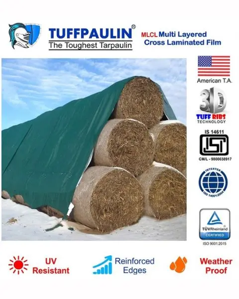 Tuffpaulin 12.19 M X 12.19 M (40Ft X 40Ft) 150 Gsm Green Hay Covers Heavy Duty Tarpaulin-Tirpal 1