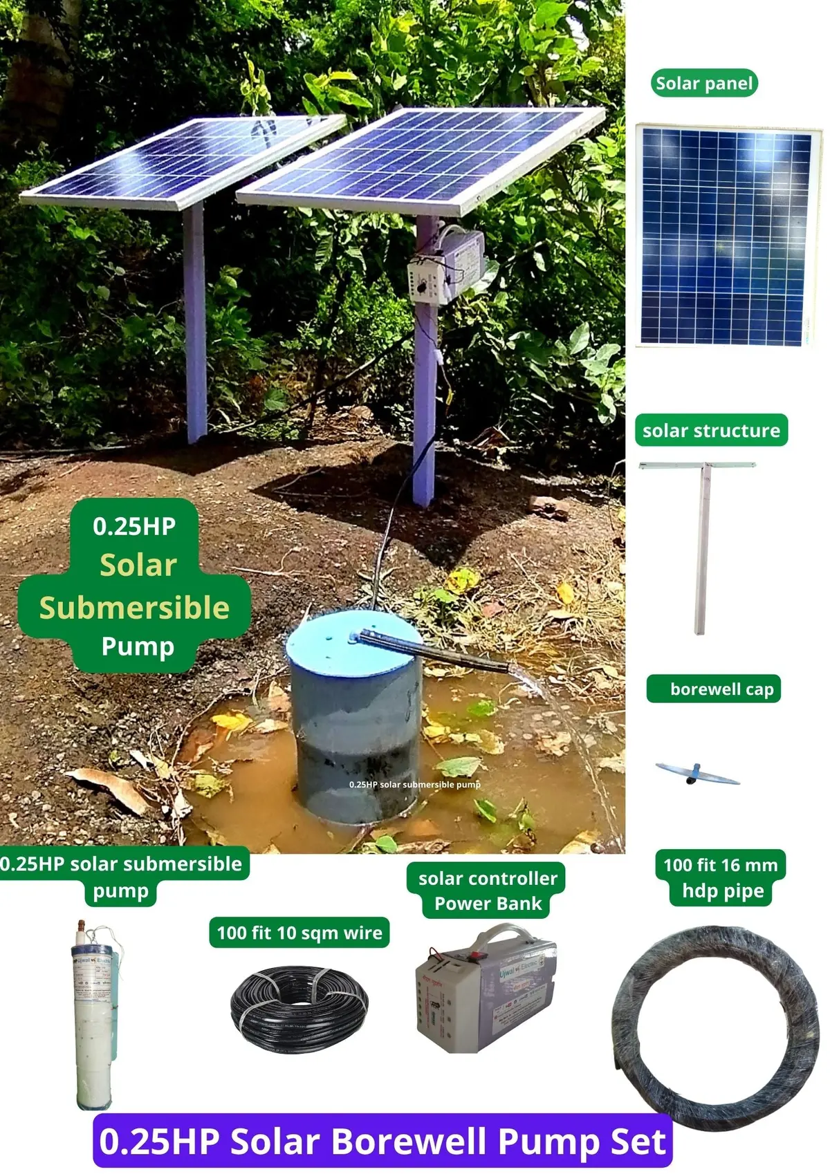Ujwal Electrics 0.25 Hp Solar Pump Set 1