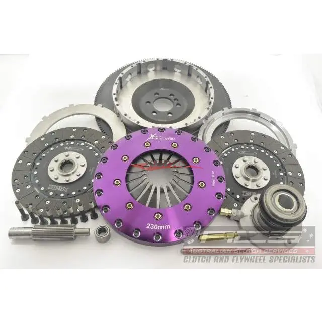 Xtreme Twin Plate Race Clutch 230Mm (Organic Solid Centre) Clutch With Flywheel & Concentric Slave Fits Ford Falcon Xr6 Turbo (Fg) 1